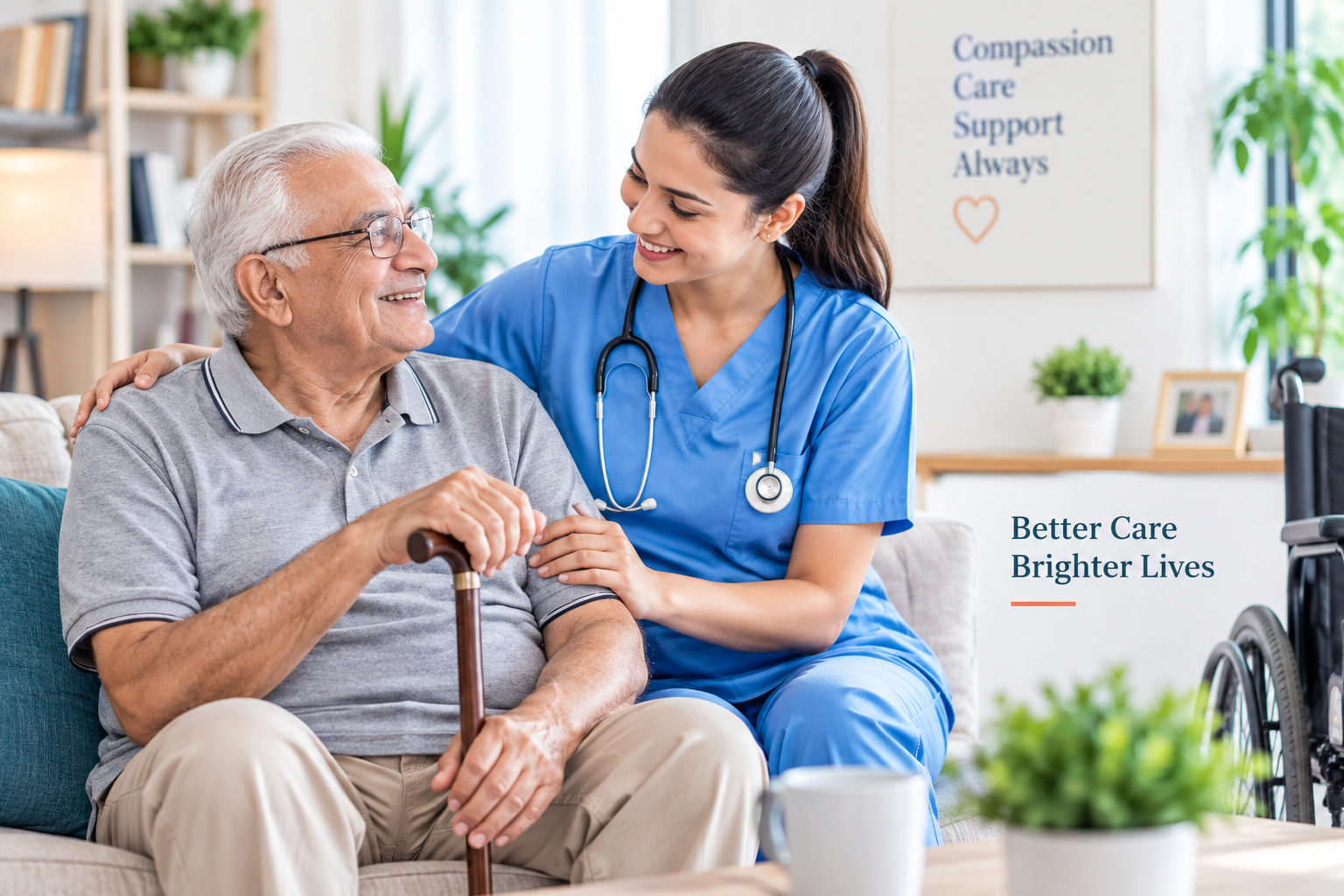 Professional nurse with patient