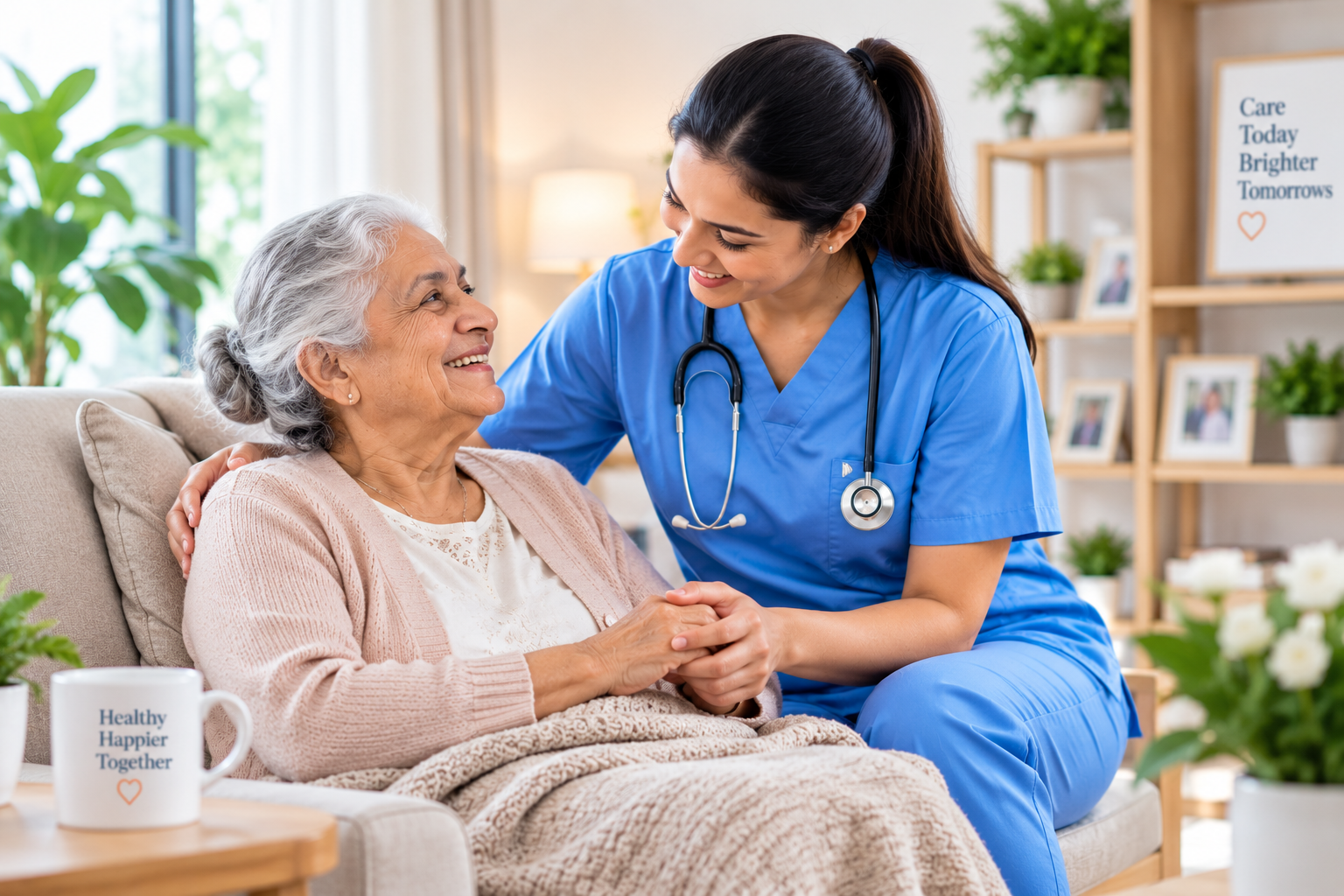 Nurse providing care at home